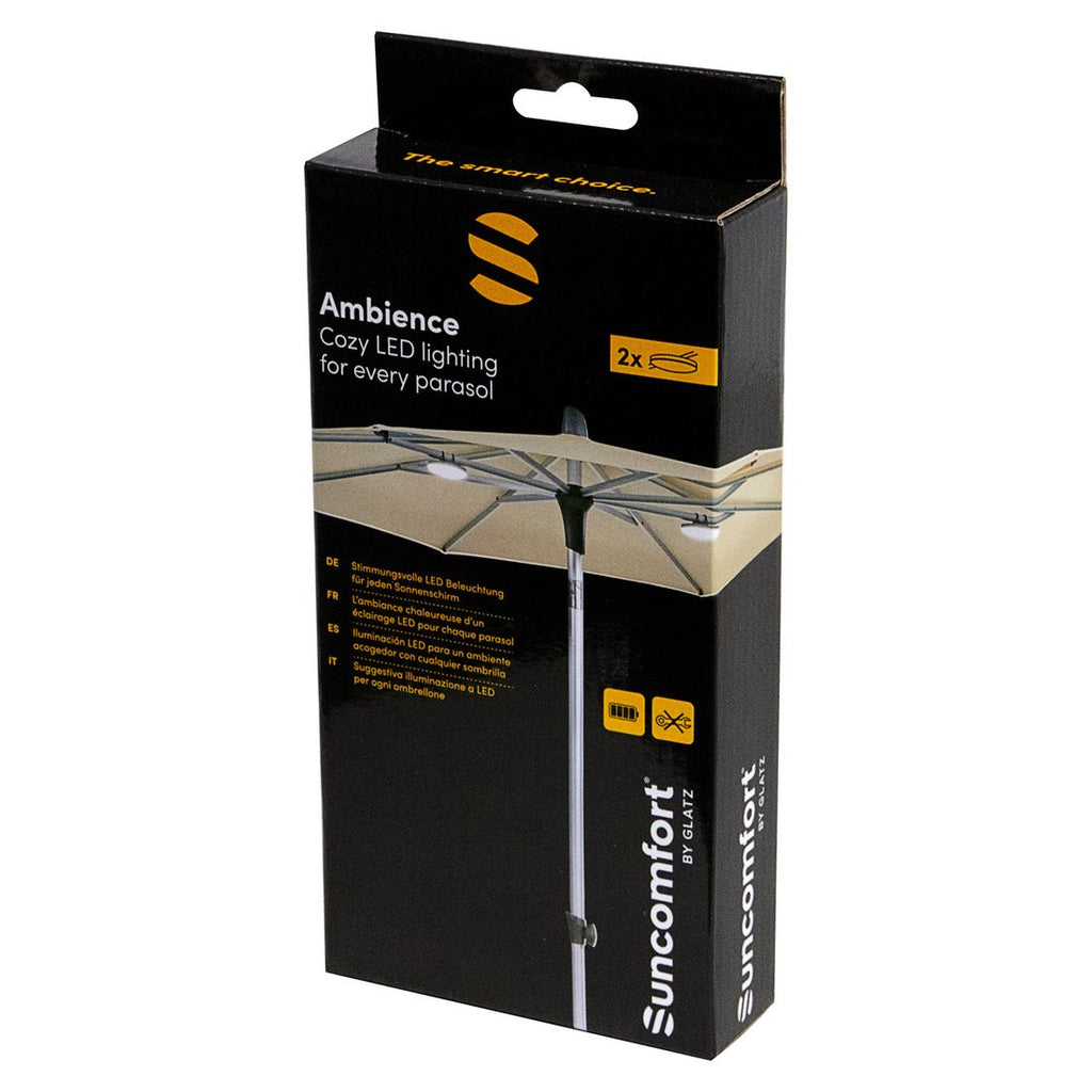 LED-parasollbelysning Ambience 2-pakning - Suncomfort forfra