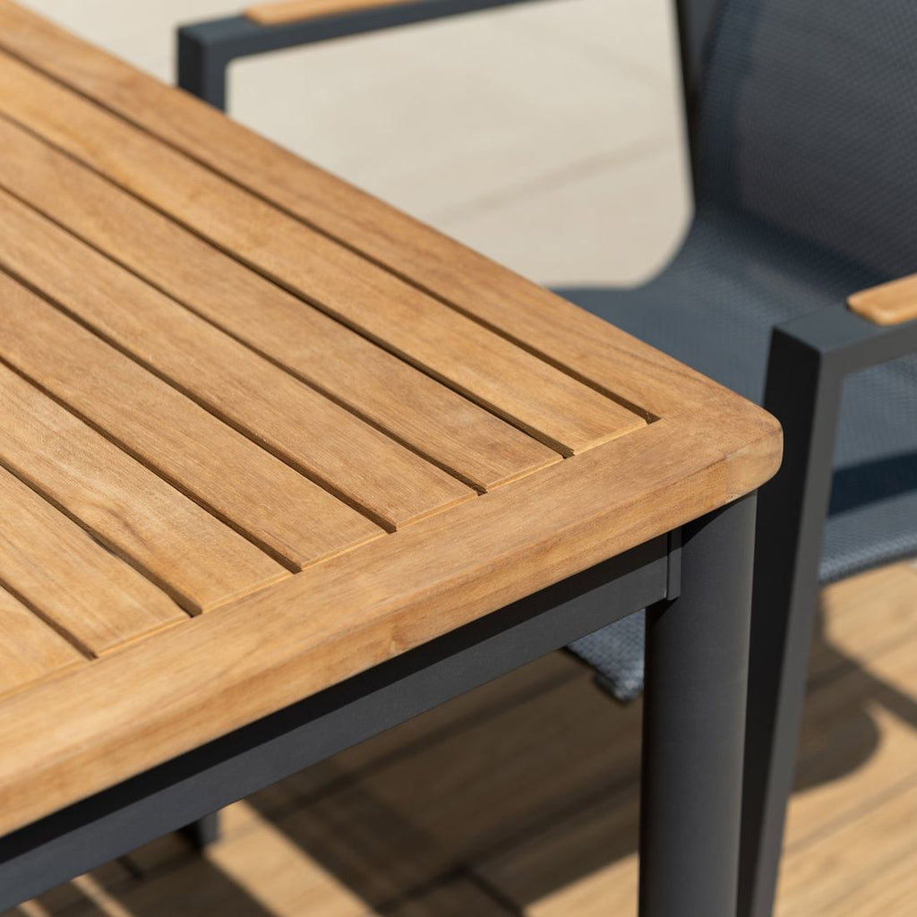 Hagemøbelsett Palau 8 plasser, aluminium/teak 201x90 cm - LifestyleGarden