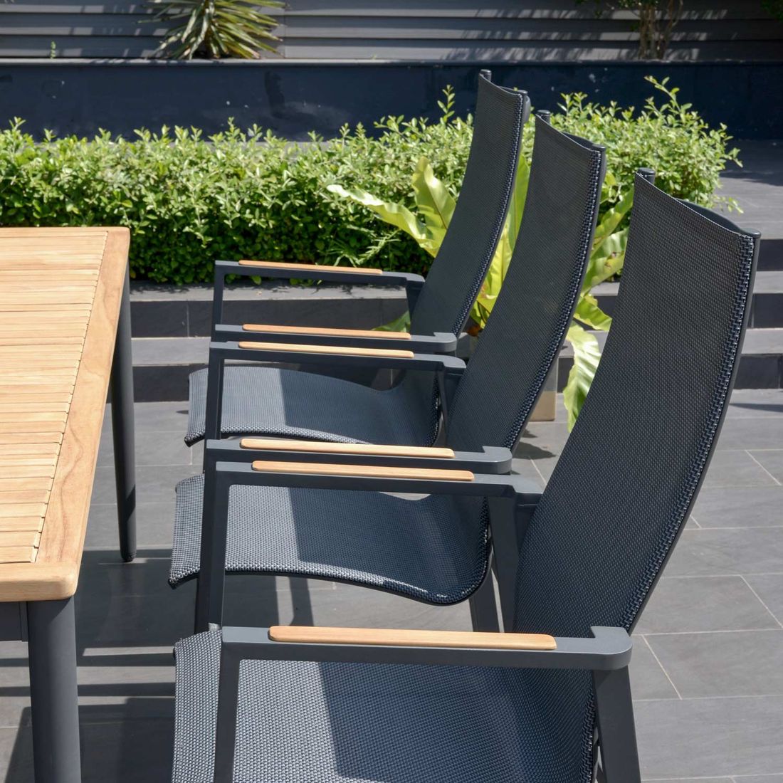 Hagemøbelsett Palau 8 plasser, aluminium/teak 201x90 cm - LifestyleGarden