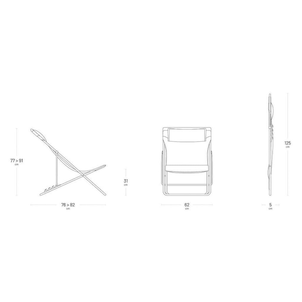 Nærbilde av ramme på Liggestol Maxi Transat+ sammenleggbar stål/utestoff 62 cm