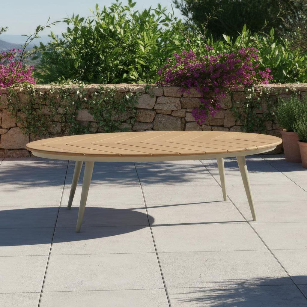 Loungebord 7015 110x69 cm aluminium/teak forfra