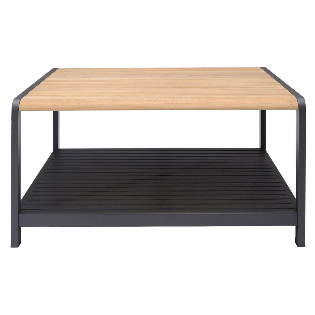 Montert Loungebord Amber aluminium/teak 82x82 cm på terrasse