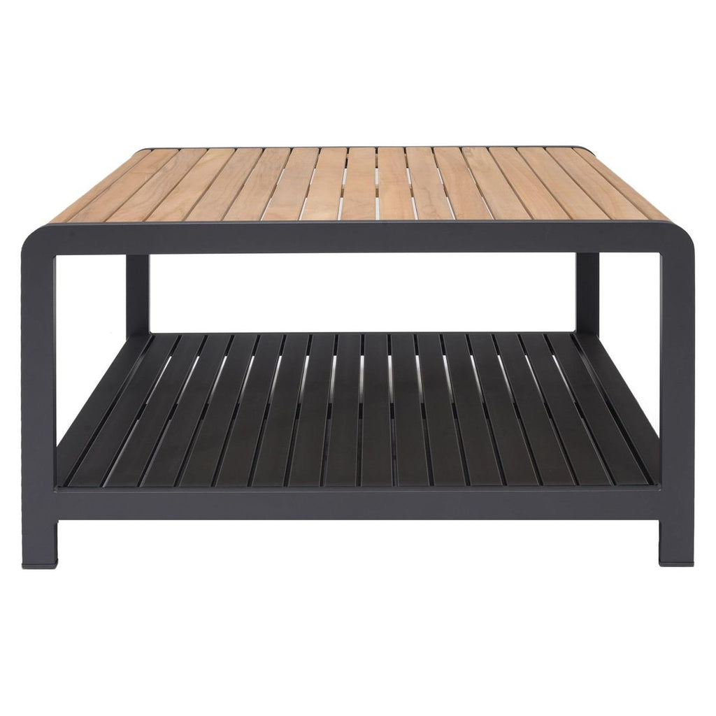 Nærbilde av aluminiumramme på Loungebord Amber aluminium/teak 82x82 cm