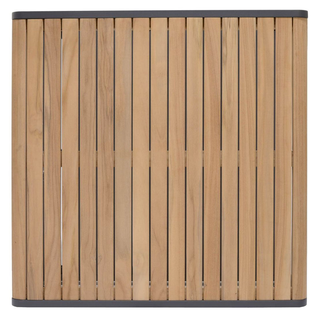 Loungebord Amber aluminium/teak 82x82 cm sett fra siden