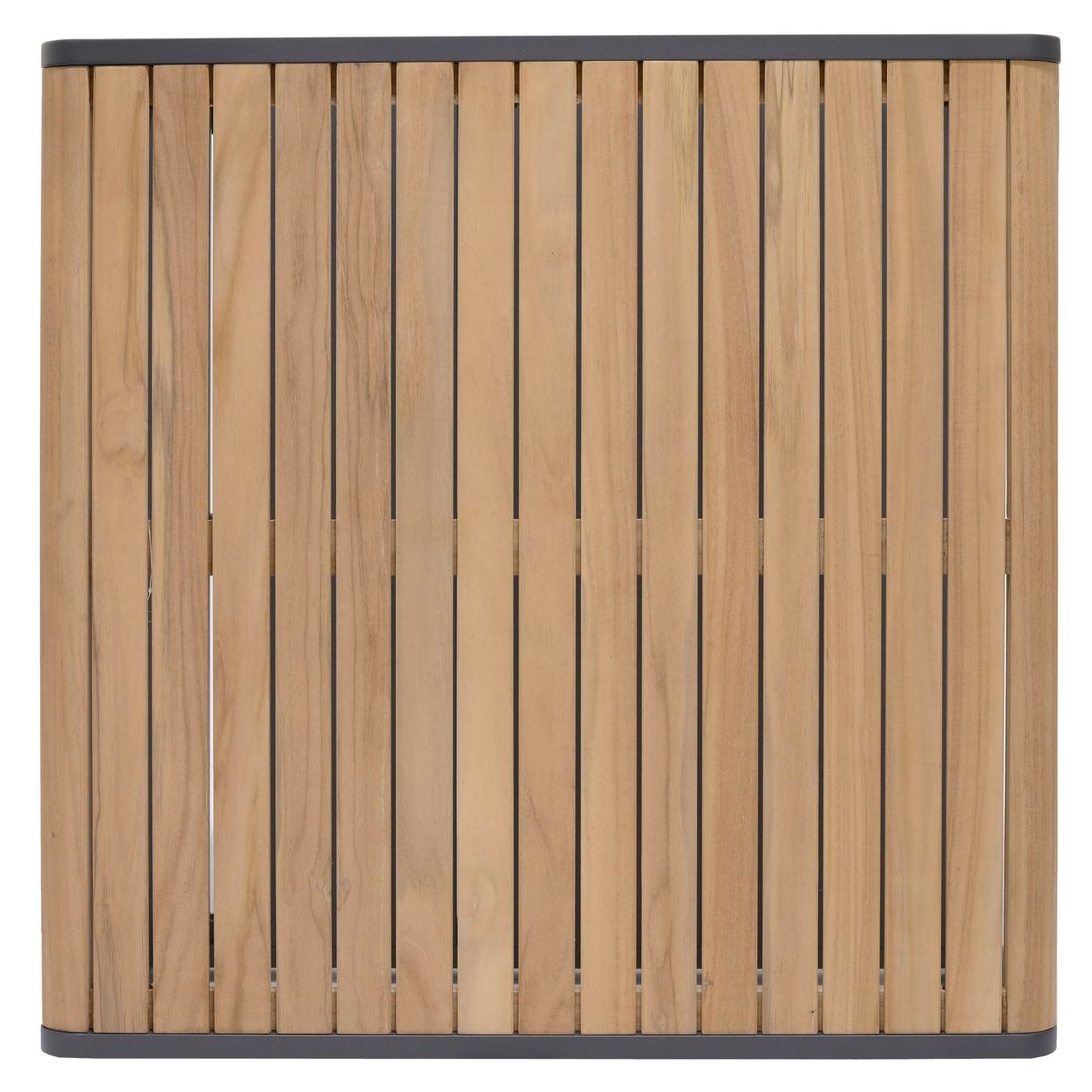 Loungebord Amber aluminium/teak 82x82 cm sett fra siden