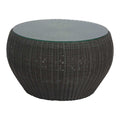 Loungebord Anny Ø54 cm polyrotting og glass forfra