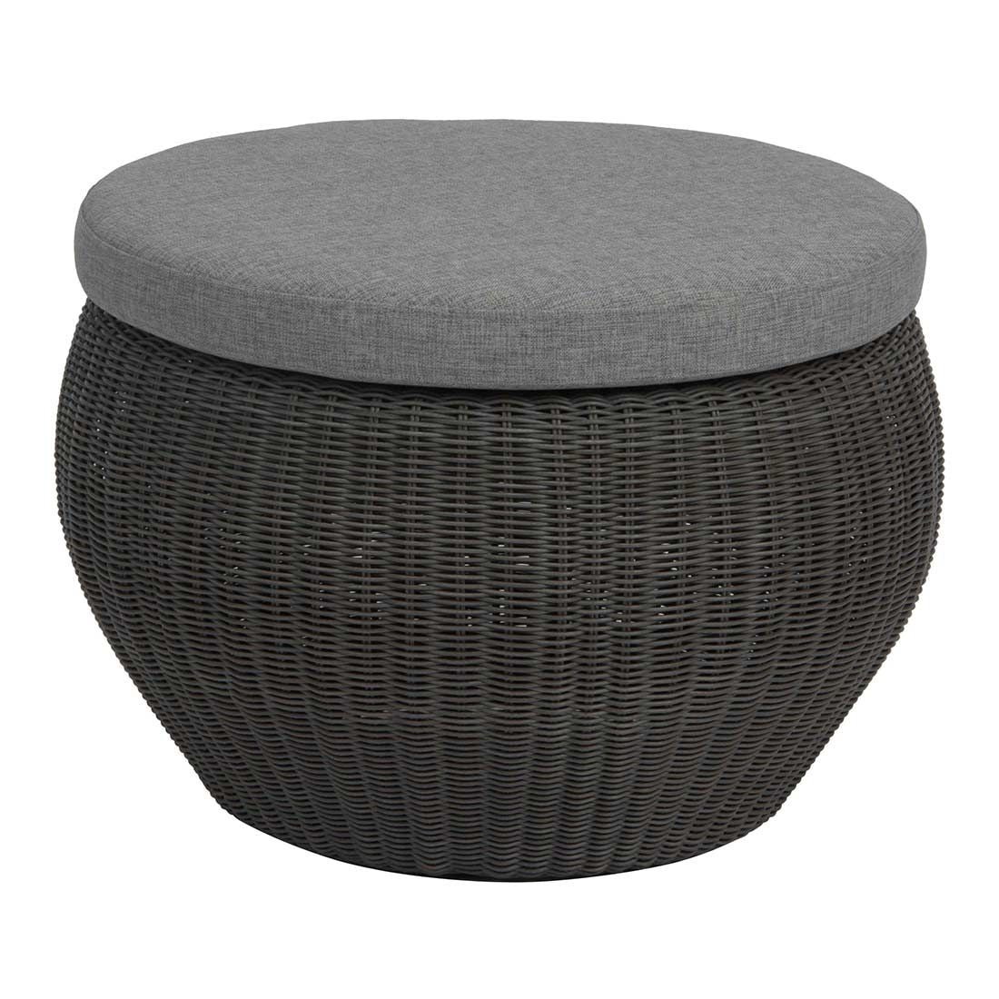 Loungebord Anny Ø54 cm polyrotting og glass bakside