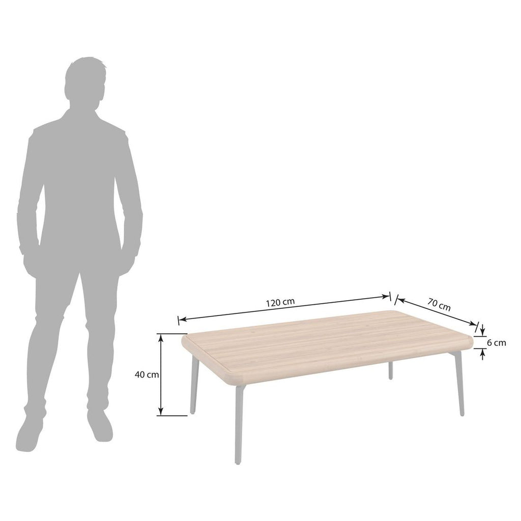 Loungebord Ava 120x70 cm stål og akasie detalj av bordplate