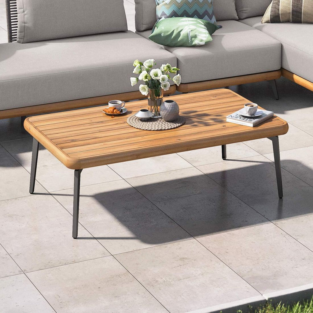 Loungebord Ava 120x70 cm stål og akasie front