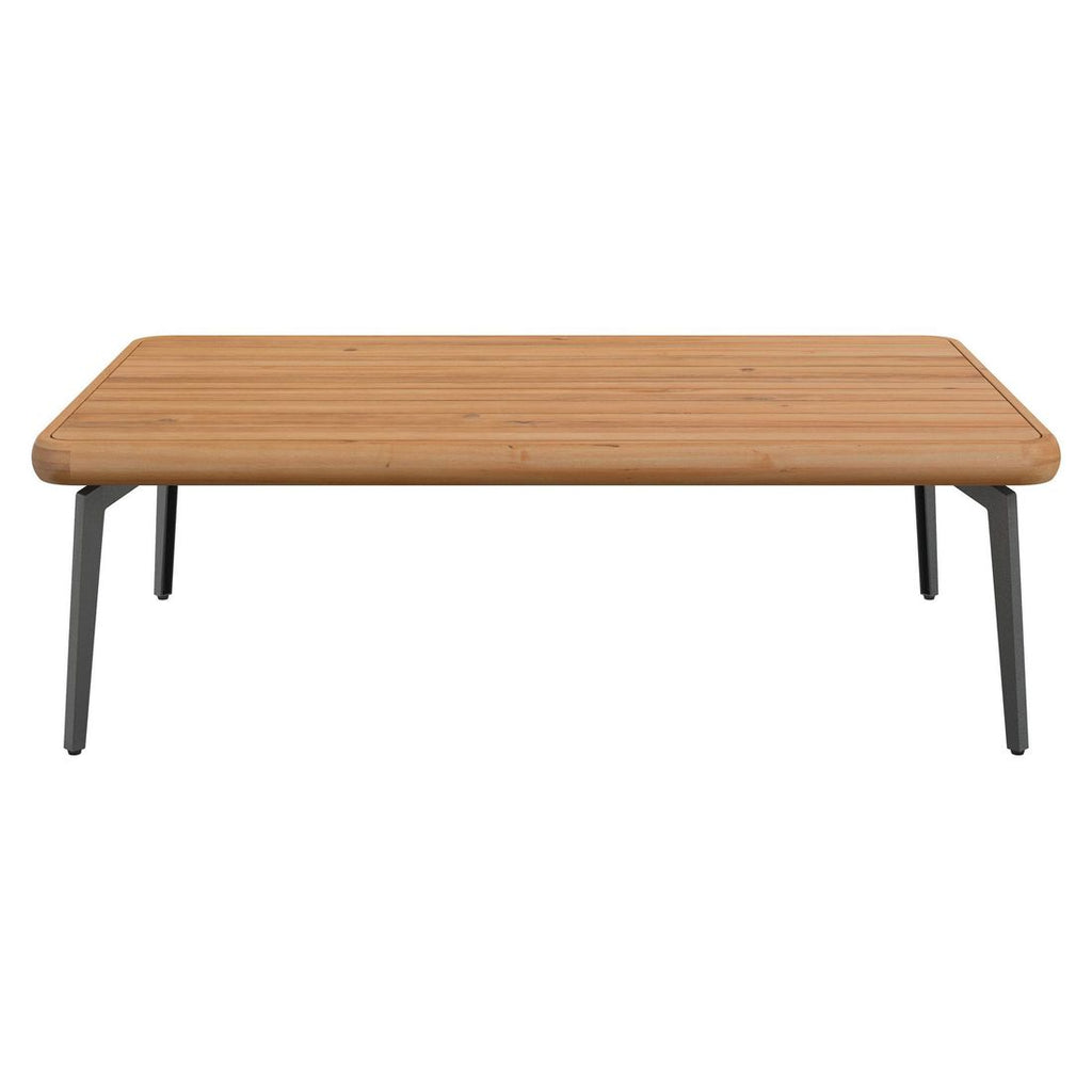 Loungebord Ava 120x70 cm stål og akasie montert på terrasse