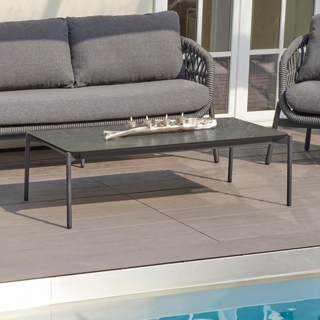 Loungebord Bari 120x70cm aluminium/keramikk forfra