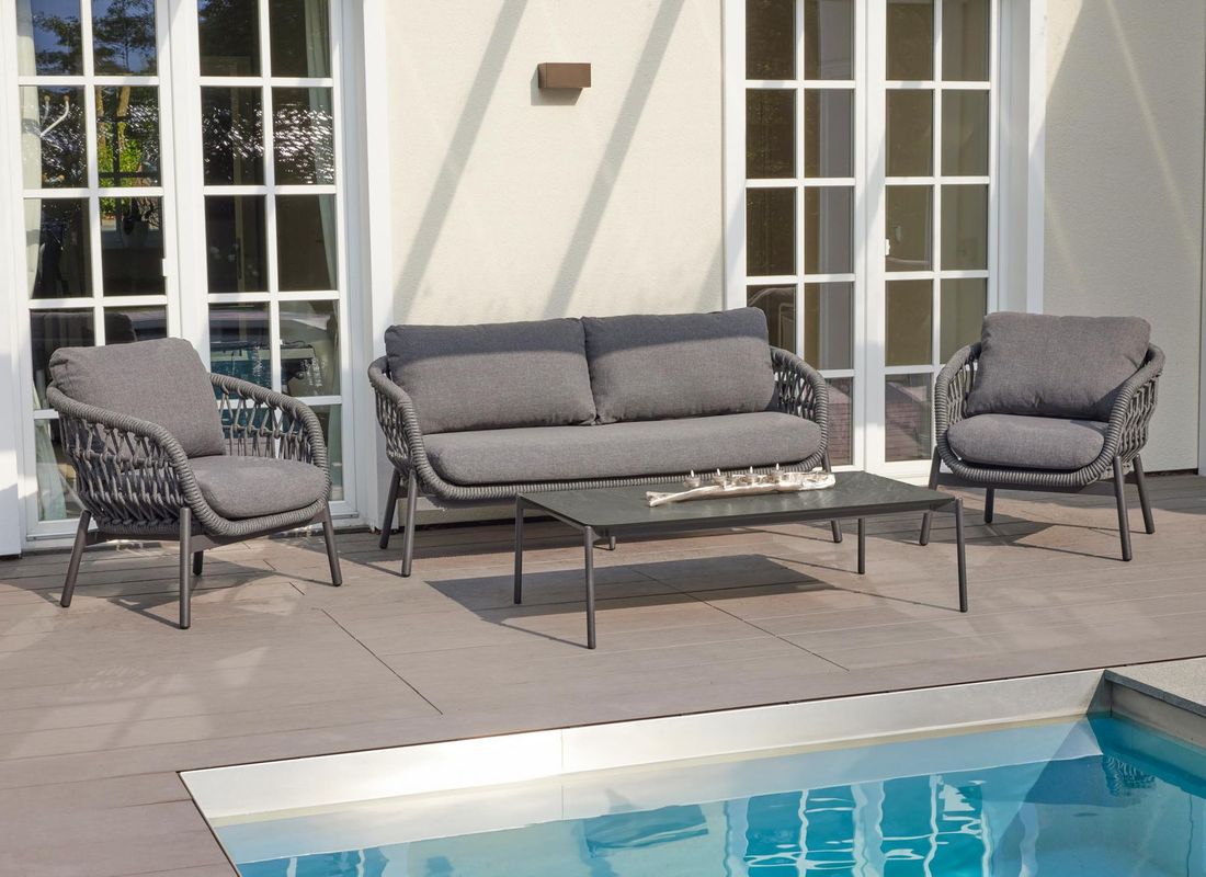 Nærbilde av Loungebord Bari 120x70cm aluminium/keramikk aluminiumramme