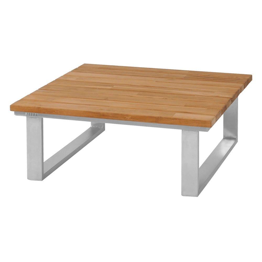 Loungebord Belvedere 76x76 cm rustfritt stål teak forfra