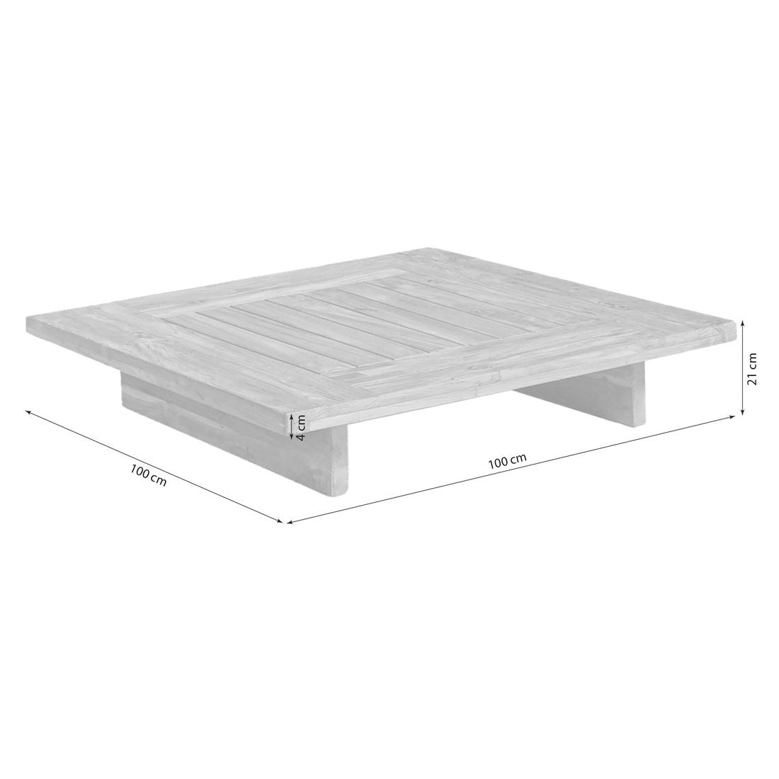 Loungebord Brite resirkulert teak 100x100 cm bakside