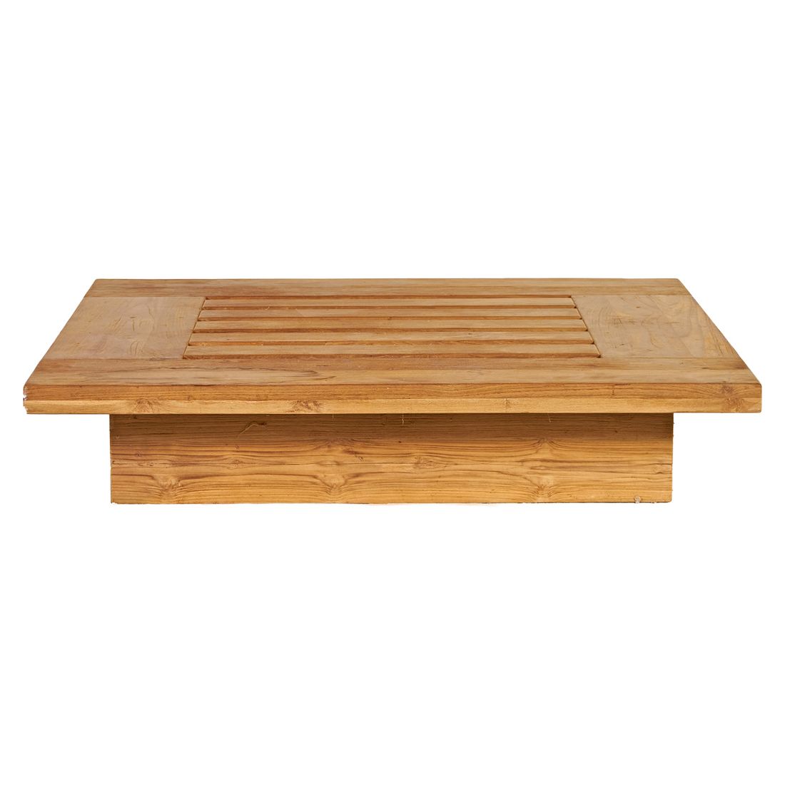 Montert Loungebord Brite resirkulert teak 100x100 cm på terrasse