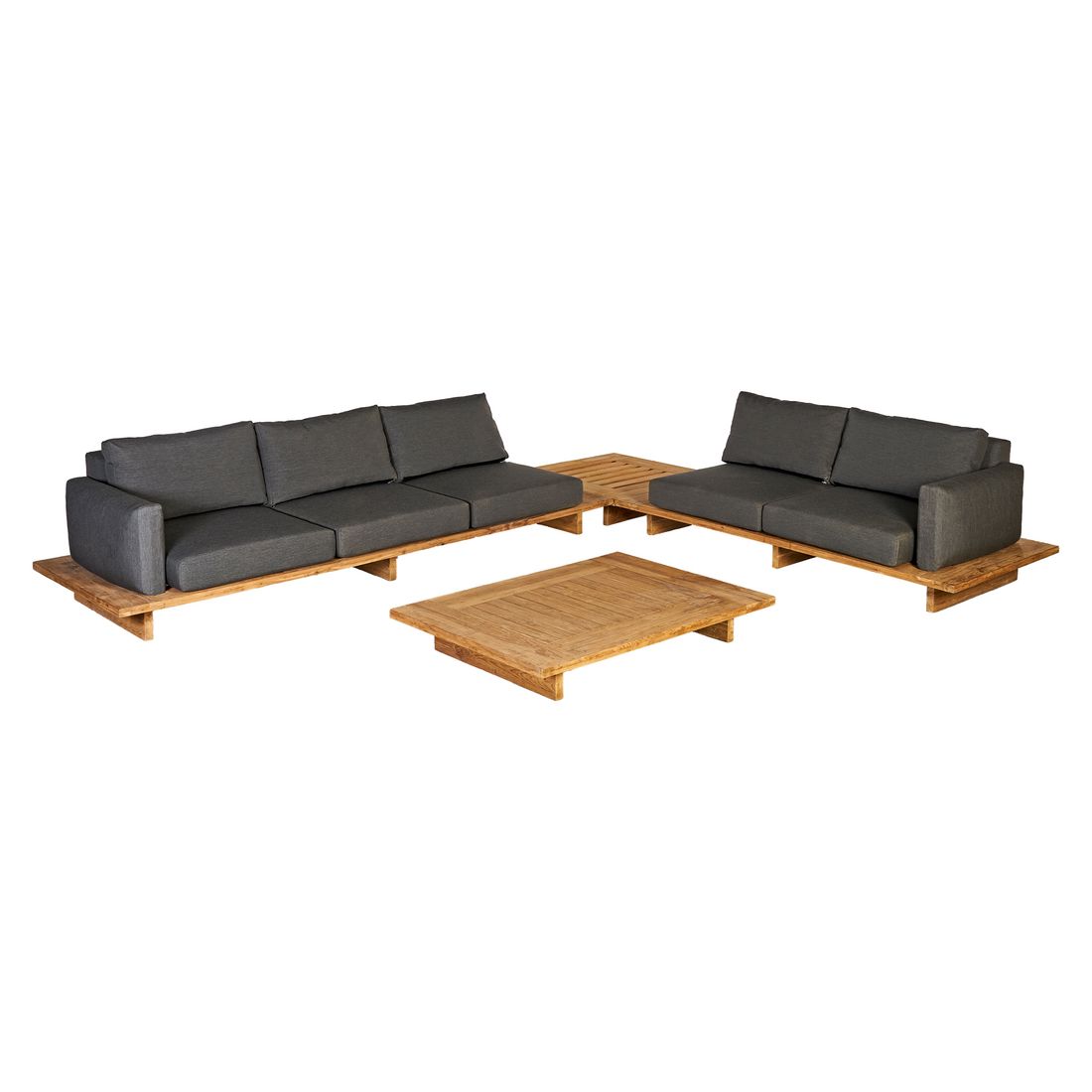 Loungebord Brite resirkulert teak 100x100 cm i hage