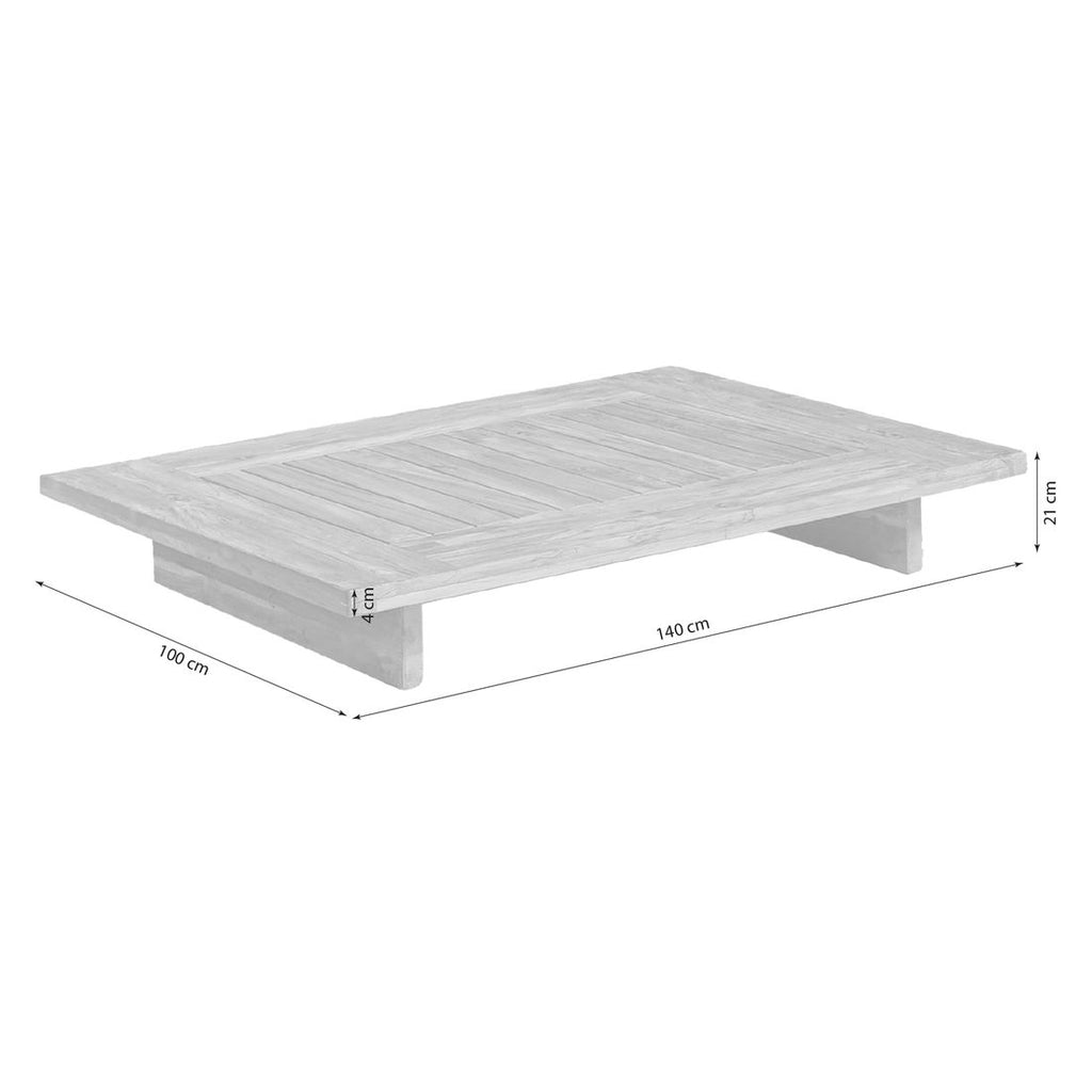 Loungebord Brite resirkulert teak 140x100 cm bakside