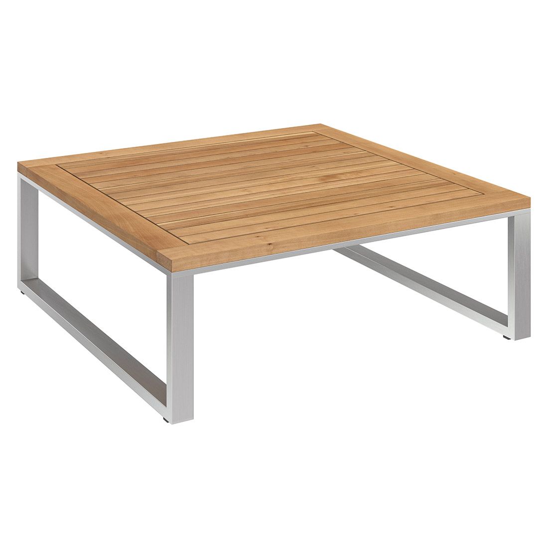Loungebord Capri 75x75 cm rustfritt stål/teak bakside