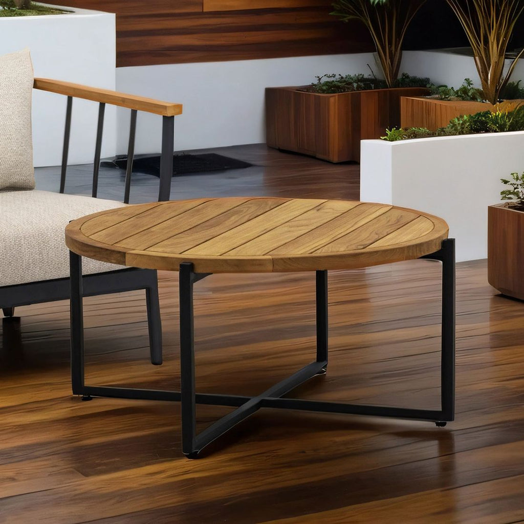 Loungebord Condor aluminium teak Ø94 cm Apple Bee forfra