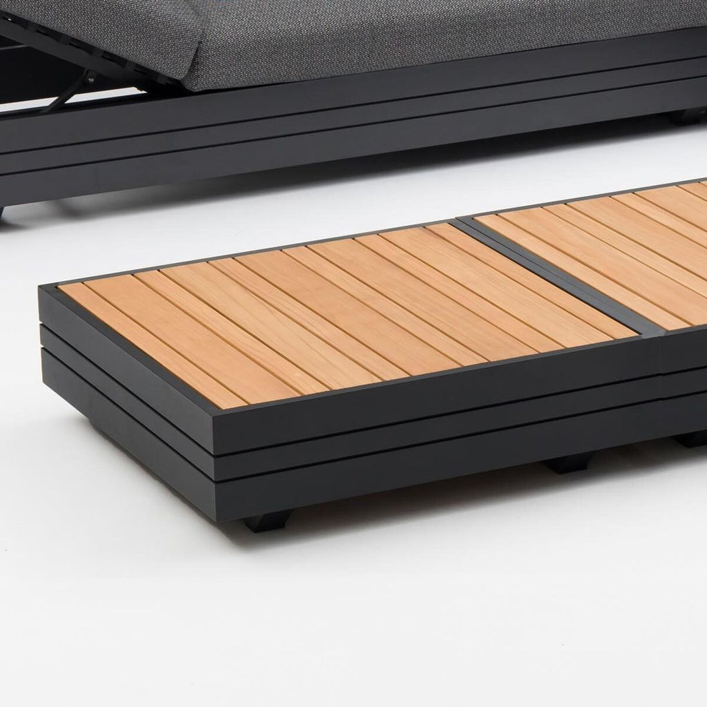 Loungebord Cubo Neo 74x74 cm aluminium/teak bakside visning