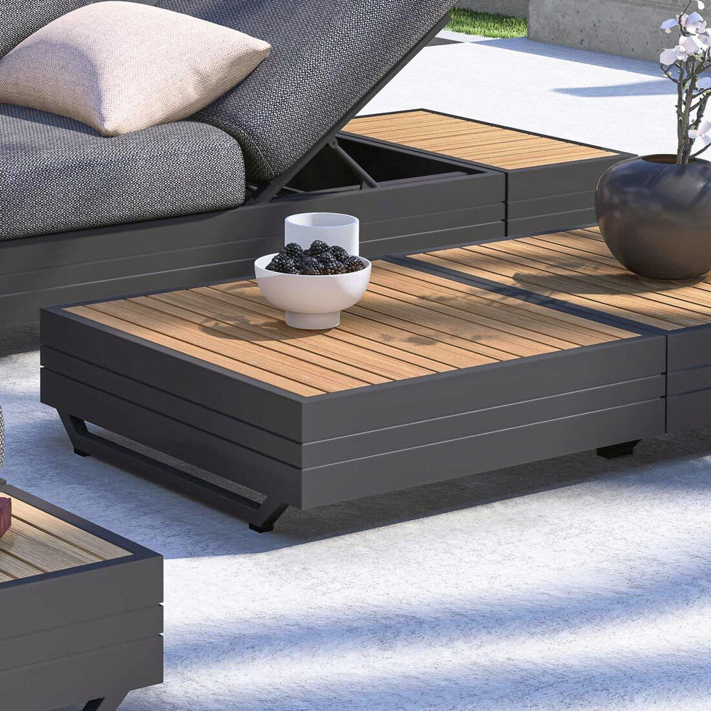 Loungebord Cubo Neo 74x74 cm aluminium/teak fra forfra