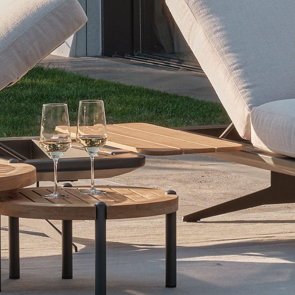 Loungebord Enya 84x48 cm rustfritt stål/teak bakside