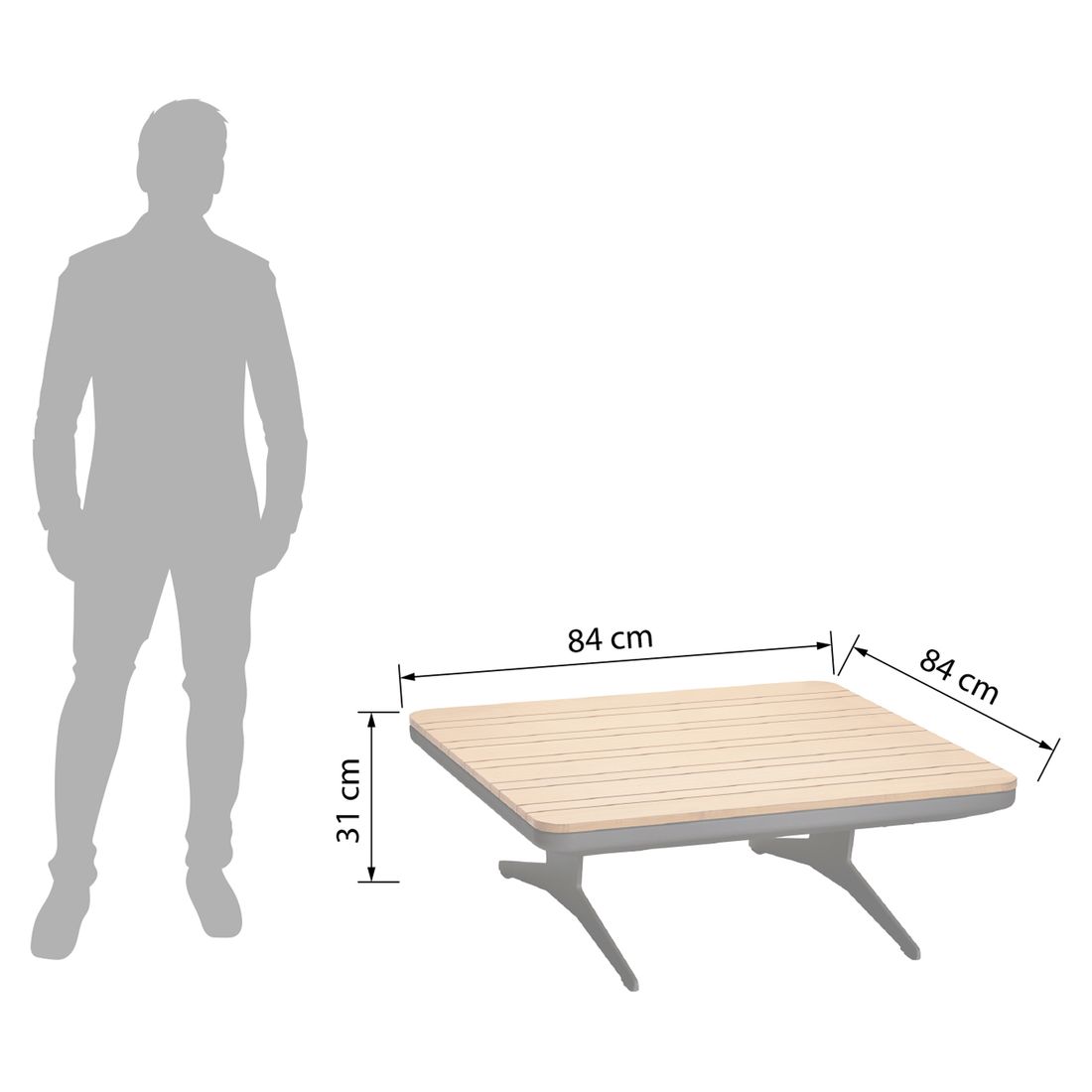 Detalj av Loungebord Enya aluminium/teak 84x84 cm - Stern bordplate