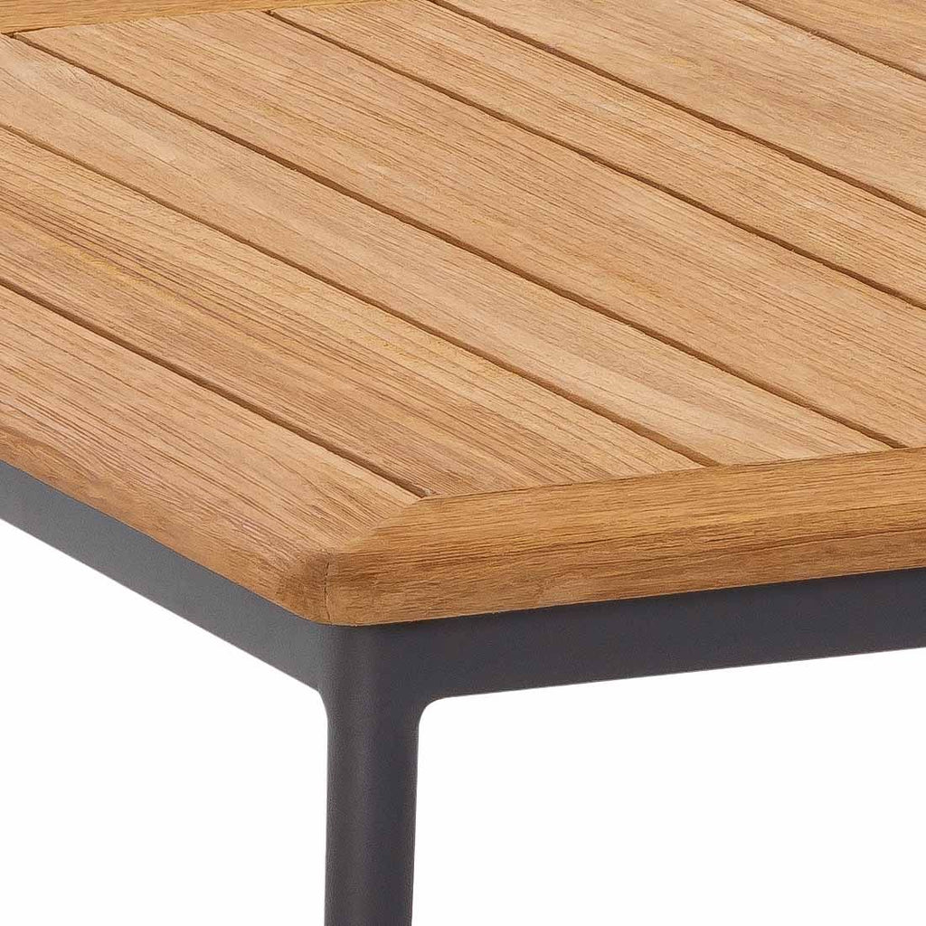 Loungebord Freeport 160x90 cm aluminium/teak detalj av bordplate