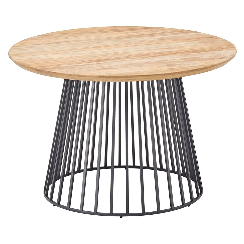 Loungebord Grid Ø45 cm aluminium/teak - Solpuri forfra