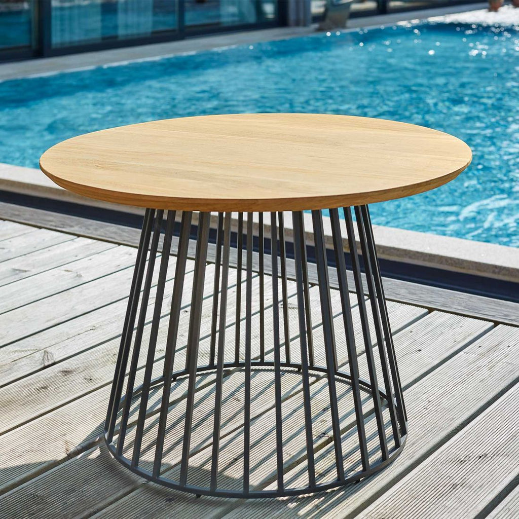 Loungebord Grid Ø45 cm aluminium/teak - Solpuri bakside