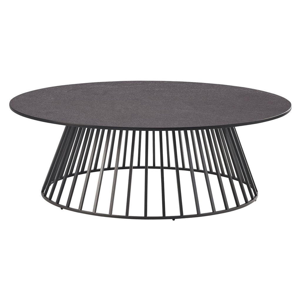 Loungebord Grid Ø90cm aluminium/HPL antrasitt forside