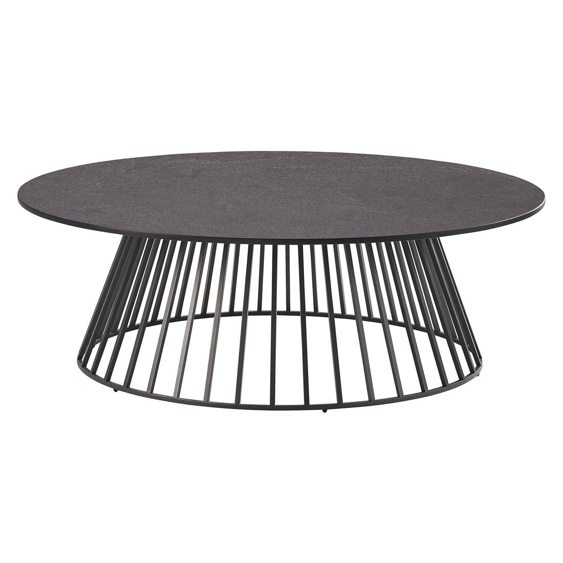 Loungebord Grid Ø90cm aluminium/HPL antrasitt forside