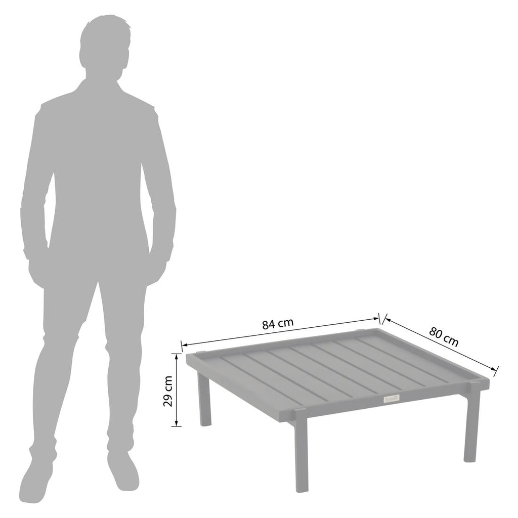 Loungebord Harry 84x80 cm aluminium svart detalj av bordplate
