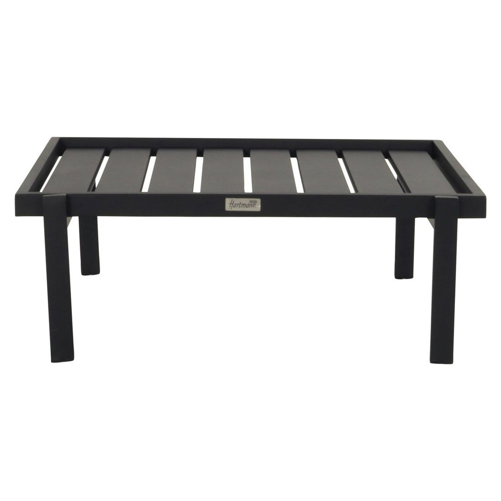 Loungebord Harry 84x80 cm aluminium svart montert på terrasse