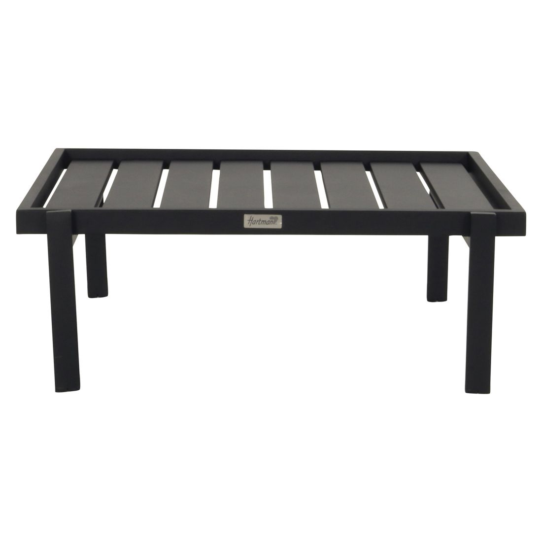 Loungebord Harry 84x80 cm aluminium svart montert på terrasse