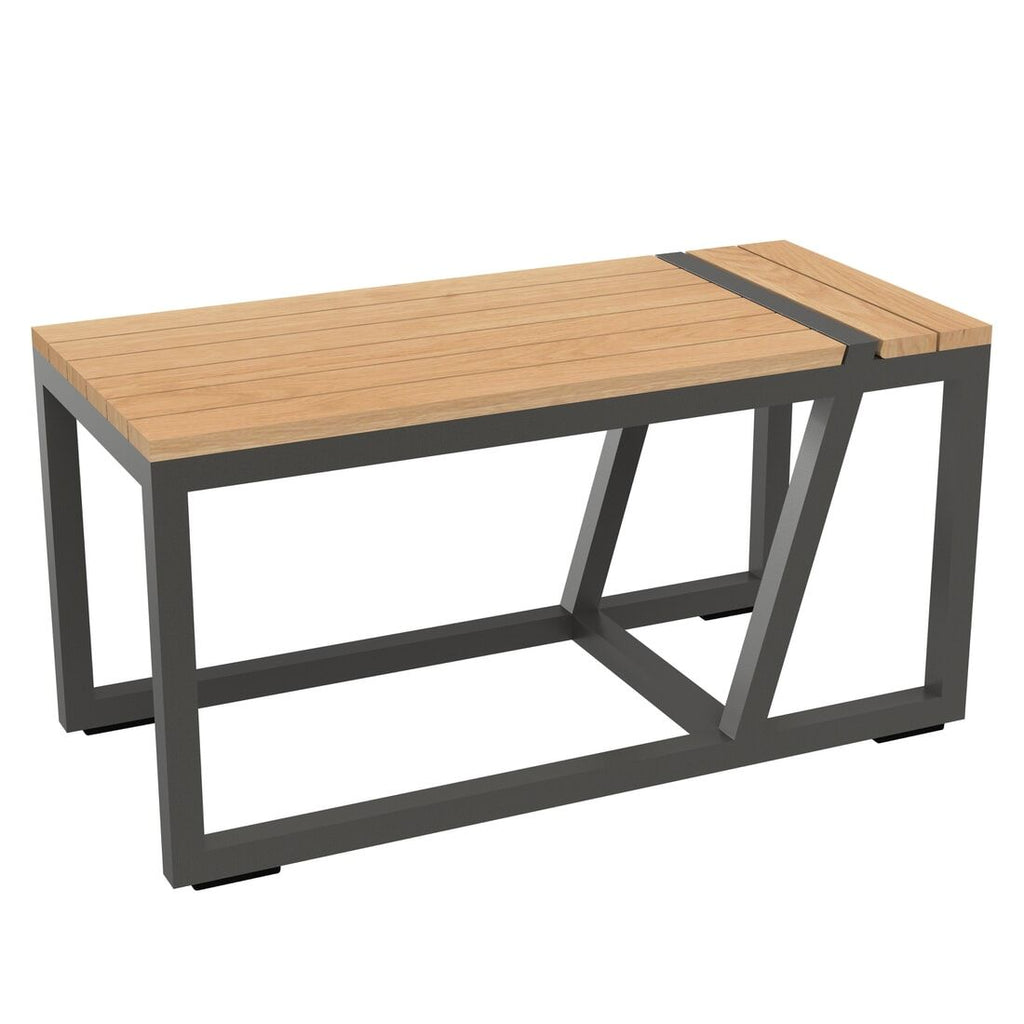 Montert Loungebord Havanna aluminium/teak 69x32 cm på terrasse