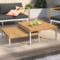 Loungebord Hawaii 2er-sett rustfritt stål/teak forfra