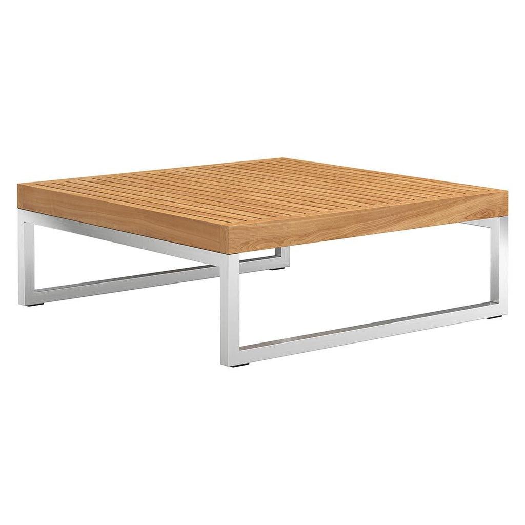 Loungebord Hawaii 2er-sett rustfritt stål/teak sideprofil