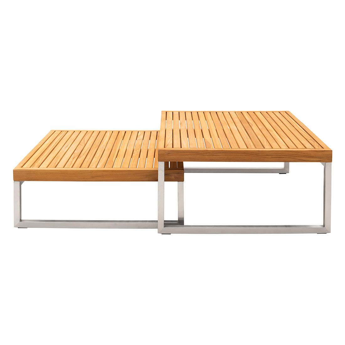 Loungebord Hawaii 2er-sett rustfritt stål/teak utsikt fra oven