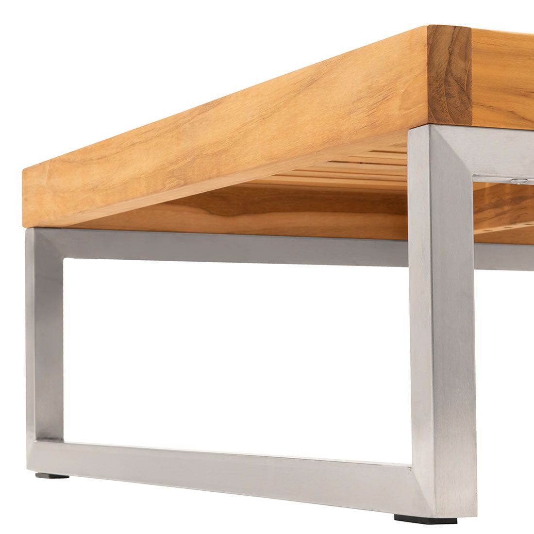 Loungebord Hawaii 2er-sett rustfritt stål/teak i bruk utendørs