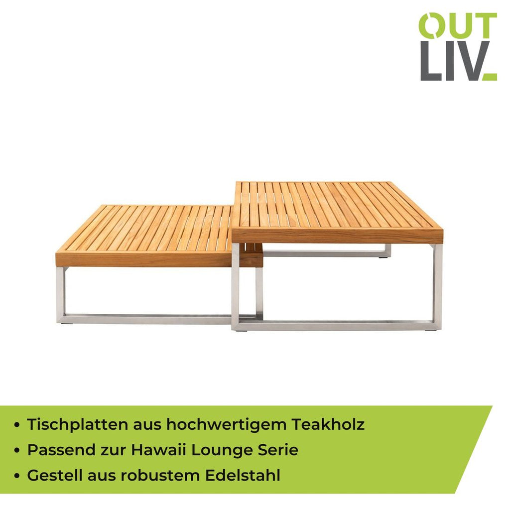Loungebord Hawaii 2er-sett rustfritt stål/teak logo OUTLIV