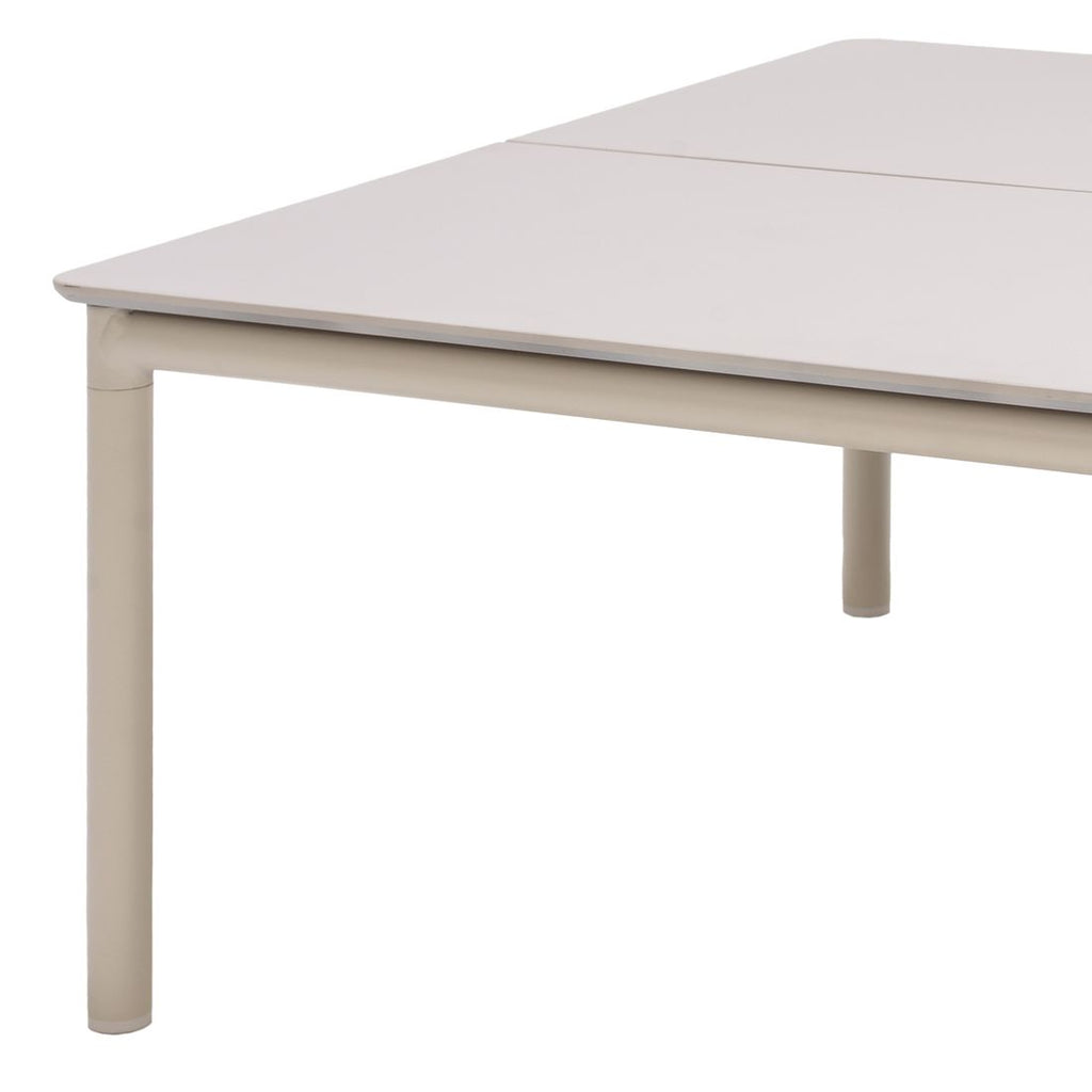 Loungebord Horizon 90x90 cm aluminium Duraboard montert på terrasse