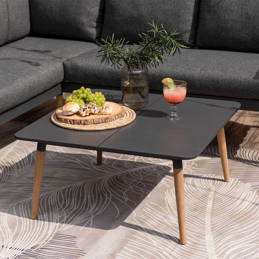 Loungebord Ipanema 75x75 cm teak/Duraboard forfra