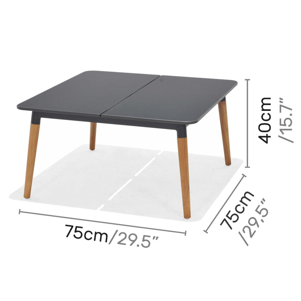 Detalj av Loungebord Ipanema 75x75 cm teak/Duraboard bordplate