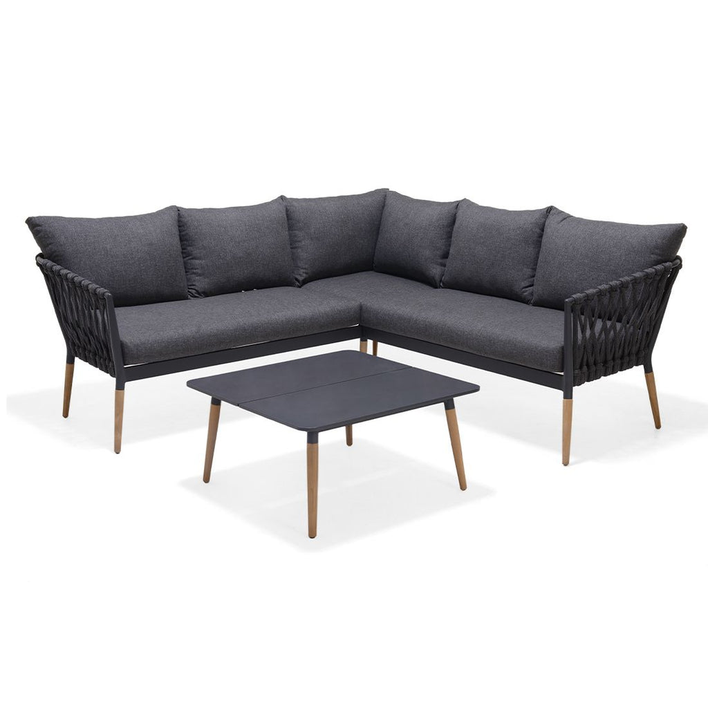 Nærbilde av teakramme på Loungebord Ipanema 75x75 cm teak/Duraboard