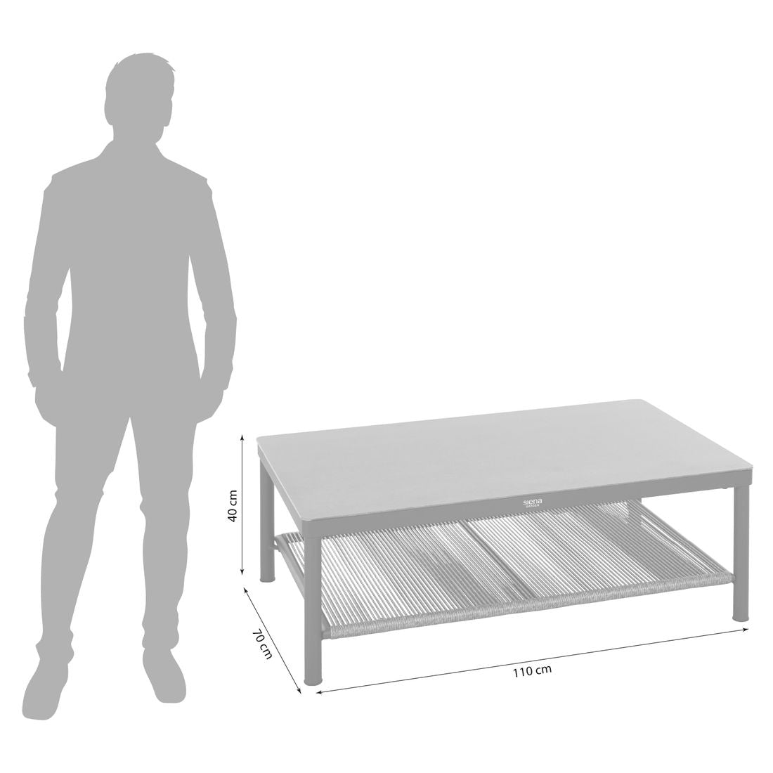 Loungebord Kansas 110x70 cm aluminium/glass montert på terrasse