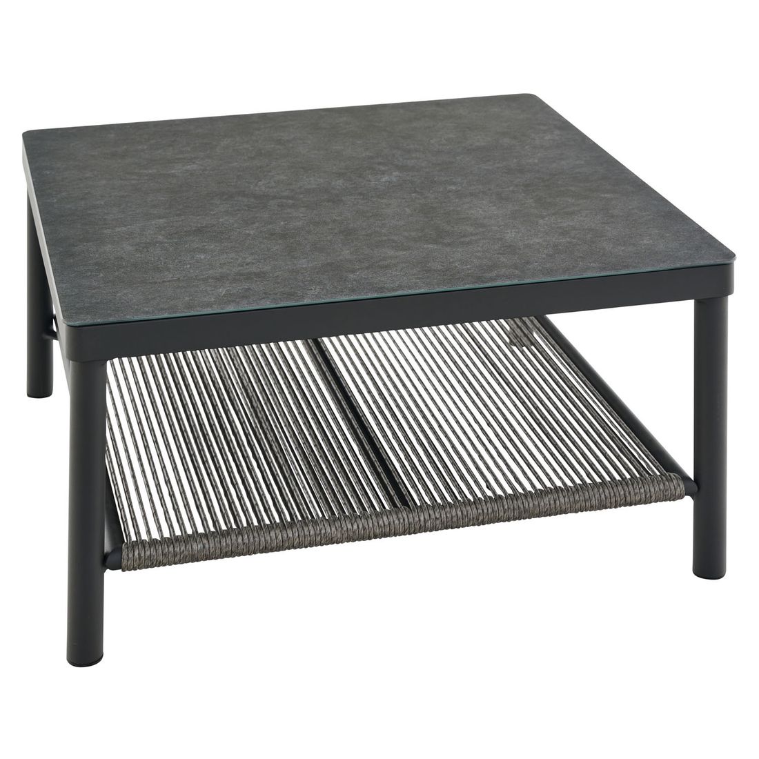 Loungebord Kansas 75x75 cm aluminium/glasskeramikk bakside