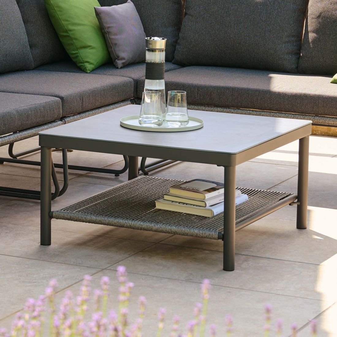 Loungebord Kansas 75x75 cm aluminium/glasskeramikk detalj bordplate
