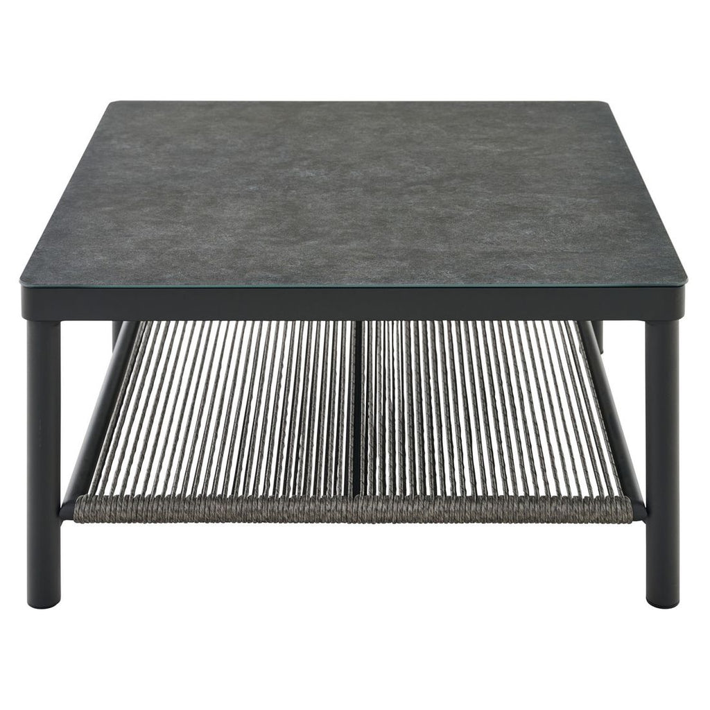 Loungebord Kansas 75x75 cm aluminium/glasskeramikk brukt med hagemøbler