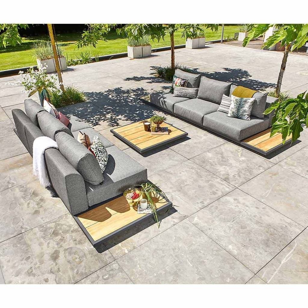 Loungebord Kota aluminium/teak 110x110 cm - Suns detalj av teakbordplate